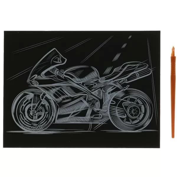 Гравюра Мотоцикл золотая 18*24см 100SCRATCHART-GOLD-MOTO | Магазин канцтоваров и игрушек Львёнок