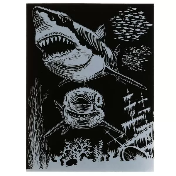 Гравюра Акула серебряная 18*24см 100SCRATCHART-SILV-SHARK | Магазин канцтоваров и игрушек Львёнок